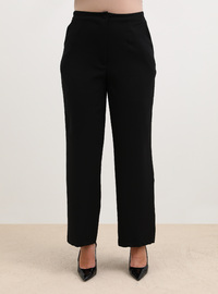 Plus Size Chiffon Detail Evening Set Black
