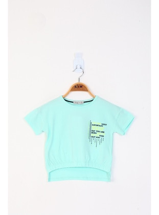 Ecru - Gray Melange - Fuchsia - Powder Pink - Mint Green - Girls` T-Shirt - Toontoy