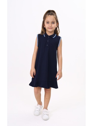 Lilac - Navy Blue - Girls` Dress - Toontoy