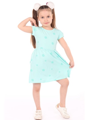 Orange - Powder Pink - Mint Green - Girls` Dress - Toontoy