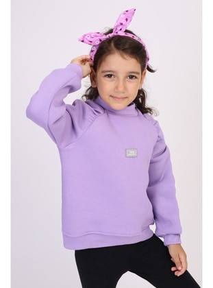 Brown - Lilac - Girls` Sweatshirt - Toontoy