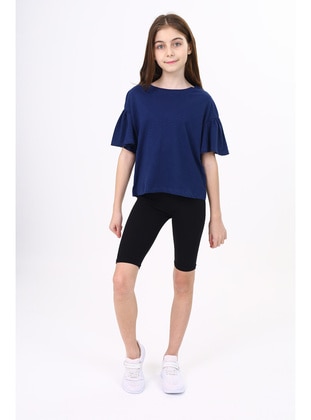 Sea Green - Lilac - Navy Blue - Girls` T-Shirt - Toontoy