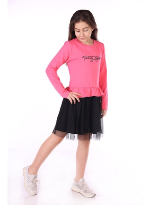 Black - Pink - Fuchsia - Girls` Dress - Toontoy