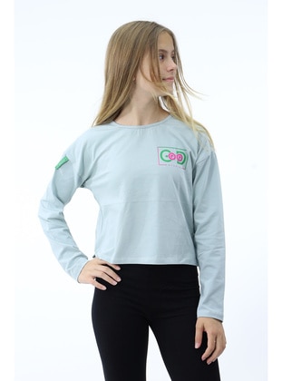 Dark Powder Pink - Beige - Green - Girls` T-Shirt - Toontoy