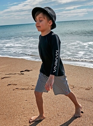 أسود - ملابس سباحة للأولاد - Marina