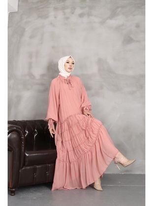 Powder Pink - Modest Dress - Nergis Neva