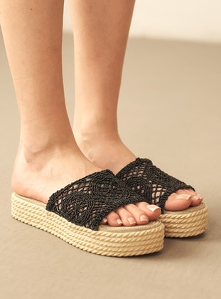Black - Slippers - Ayakkabı Havuzu
