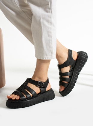 Black - Sandal - Ayakkabı Havuzu