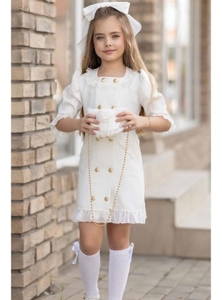 White - Fully Lined - Girls` Dress - Riccotarz