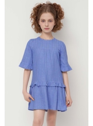 Blue - Fully Lined - Girls` Dress - Riccotarz