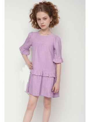 Purple - Fully Lined - Girls` Dress - Riccotarz