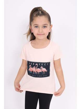 Yellow - Powder Pink - Girls` T-Shirt - Toontoy