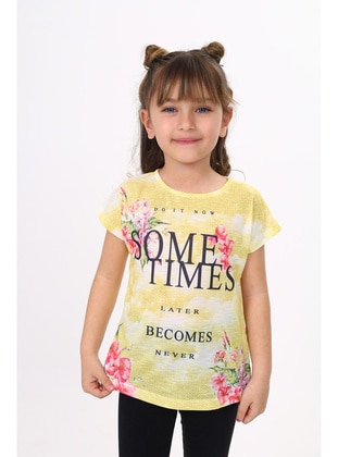 Black - Pink - Mint Green - Yellow - Girls` T-Shirt - Toontoy