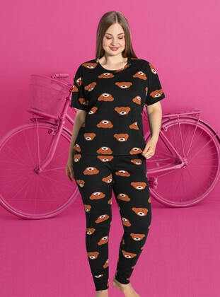 Black - Plus Size Pyjamas - Tampap