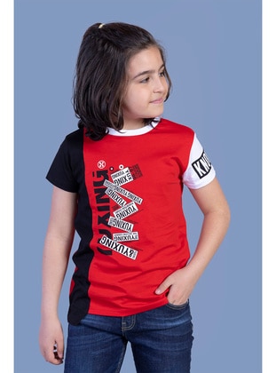 Blue - Red - Boys` T-Shirt - Toontoy
