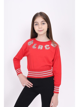 Black - Navy Blue - Red - Girls` Sweatshirt - Toontoy