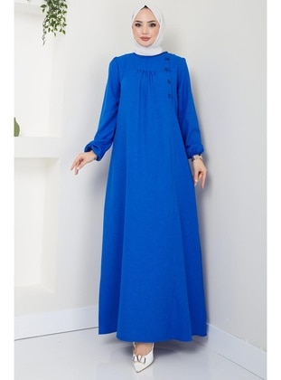 أزرق بترولي - فستان - Hafsa Mina
