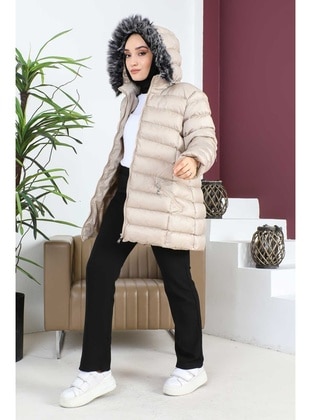 Beige - Fully Lined - Plus Size Puffer Jacket - İmaj Butik
