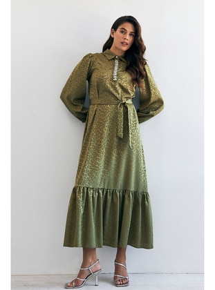Olive Green - Modest Dress - Vavinor