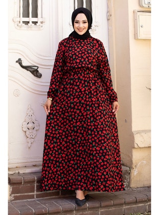 Red - Modest Dress - Tesettür Dünyası