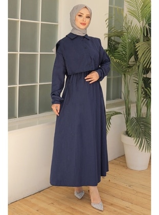 Navy Blue - Modest Dress - Bestenur