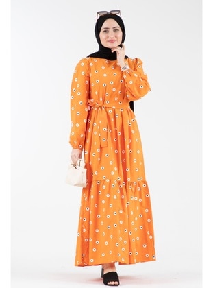 Orange - Modest Dress - Sevitli
