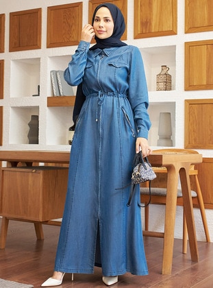 Dark Blue - Modest Dress - Neways