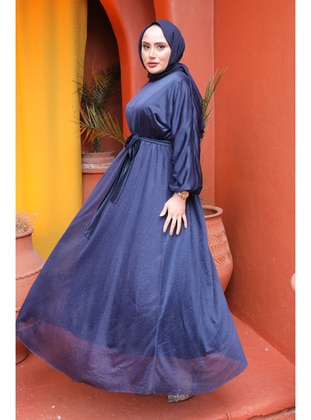 Navy Blue - Fully Lined - Modest Dress - İmaj Butik