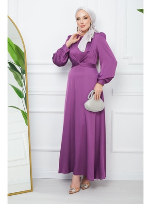 Lilac - Unlined - Modest Evening Dress - İmaj Butik