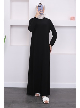 Black - Unlined - Modest Dress - İmaj Butik