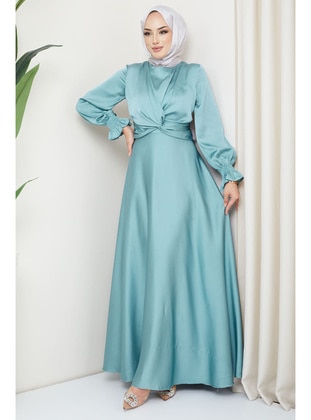 Sea Green - Unlined - Modest Evening Dress - İmaj Butik