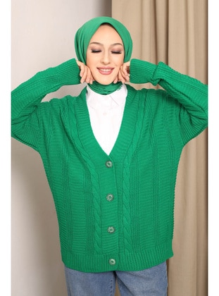 Green - Knit Cardigan - İmaj Butik