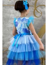 Blue - Fully Lined - Girls` Dress