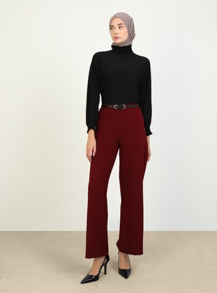 Burgundy - Pants - Refka