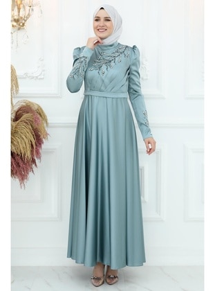 Green Almon - Plus Size Evening Dress - Amine Hüma