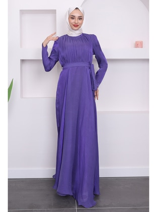 Purple - Fully Lined - Modest Evening Dress - İmaj Butik