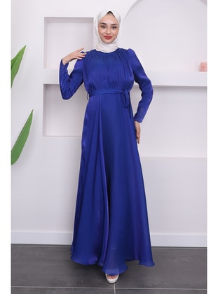 Saxe Blue - Fully Lined - Modest Evening Dress - İmaj Butik