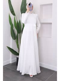 White - Fully Lined - Modest Evening Dress