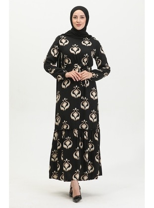 Black - Mink - Modest Dress - GELİNCE