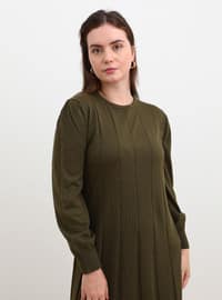 Khaki - Plus Size Knit Dresses