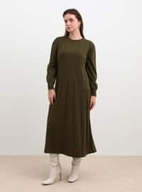 Khaki - Plus Size Knit Dresses