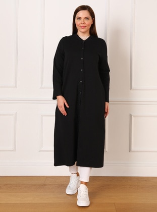 Black - Plus Size Topcoat - Alia