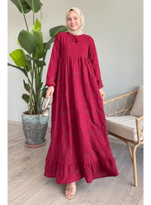 Burgundy - Modest Dress - InStyle