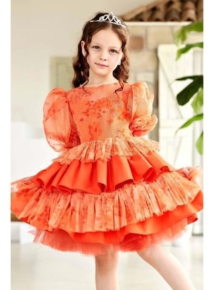 Orange - Girls` Evening Dress - Riccotarz