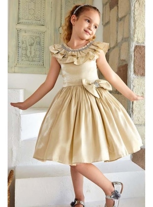 Beige - Girls` Evening Dress - Riccotarz