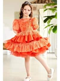 Orange - Girls` Evening Dress