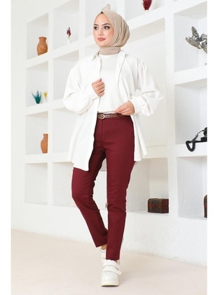 Burgundy - Pants - MISSVALLE