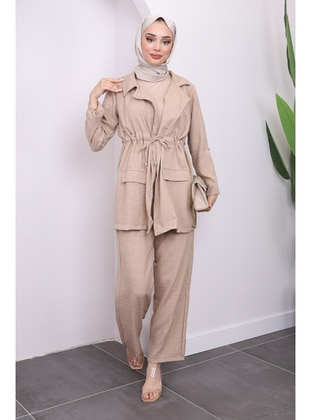 Beige - Unlined - Suit - İmaj Butik