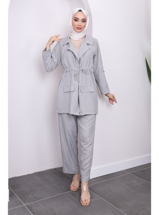 Grey - Unlined - Suit - İmaj Butik