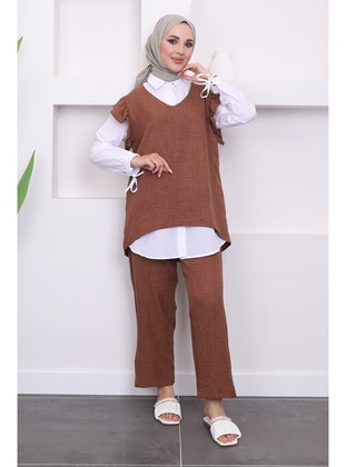 Milky Brown - Unlined - Suit - İmaj Butik